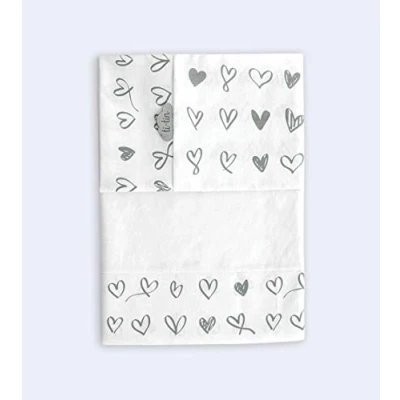 Afbeelding van Ti tin Lakens voor babybedje van 60 x 120 cm met HARTEN print, 100% katoen grijze kleur