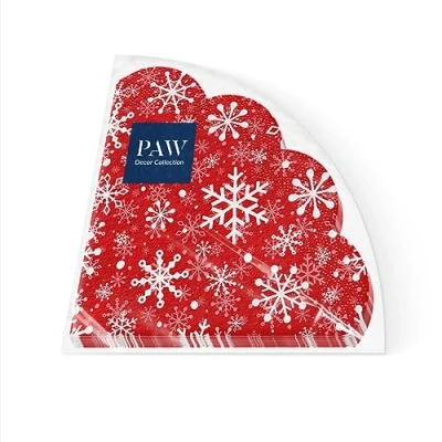 Afbeelding van PAW Papieren Servetten (32 cm Diameter) 12 Stuks Gedrukt met Inkt op Waterbasis Creëer de Kerstsfeer Voor een Vrolijke Kerst en Winter Wonderland Kerstfeest Kleur: Christmas Snowflake
