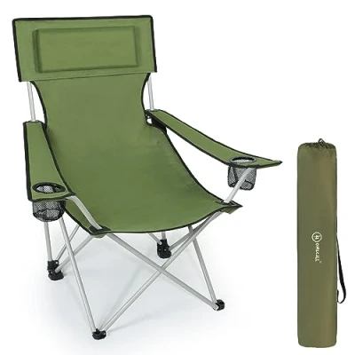Afbeelding van HOMECALL opvouwbare campingstoel, groen, armleuning met bekerhouder