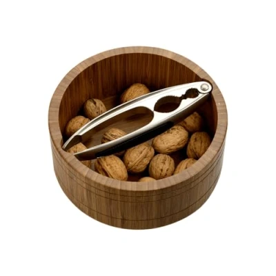 Afbeelding van KESPER for kitchen &amp; home schaal Noten inclusief notenkraker, rond, donker bamboe, FSC