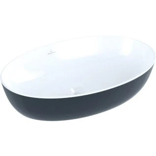 Afbeelding van Villeroy en boch artis opzetwastafel ovaal wand verhoogde voet geen overloop 410 x 610mm dxb gitzwart 419861bct8