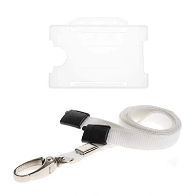 Afbeelding van ALG ID Cards® Duidelijke Card Badge Houder Clear Lanyard Kaarthouder Witte Nekriem met Metalen Clip &amp; Veiligheid Breakaway Release voor Pashouder