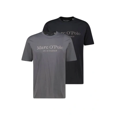 Afbeelding van Marc O&#039;Polo Doublepack BIG LOGO Tshirt print, Heren, Maat: Large, Black grey