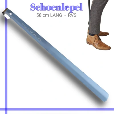 Afbeelding van Teskies Schoenlepel Lang 58 cm RVS Schoentrekker Aantrekhulp 58cm Extra Roestvrij Staal