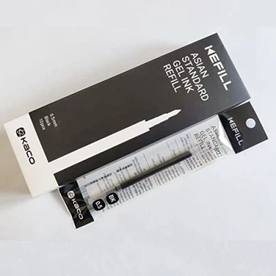 Afbeelding van Kaco gelinkt navullingen voor intrekbare gelpennen, 0,5 mm, fijn punt, kogelpunt, 10 stuks Zwarte inkt