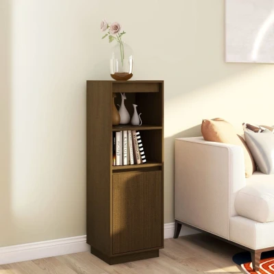 Afbeelding van Hoge kast 37x34x110 cm massief grenenhout honingbruin