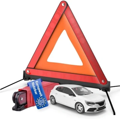 Afbeelding van Autogadget® Auto gevarendriehoek, nooddriehoek, rood, driehoek, autoaccessoires, pechdriehoek, auto, voor ongevallen en peches