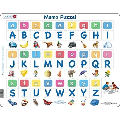 Afbeelding van Larsen GP426 MemoPuzzle: Het alfabet met 26 hoofdletters en kleine letters., Nederlands editie, Frame puzzel 52 stukjes