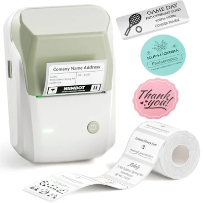 Afbeelding van NIIMBOT B1 Labelprinter met 1 rol startband, Bluetooth zelfklevend etiketteerapparaat, labelprintergrootte 20 50 mm, compatibel iOS en Android, voor thuis, kantoor (groen)