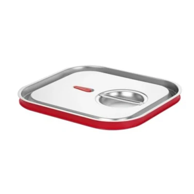 Afbeelding van HENDI gastronorm deksel met siliconen rand, voor bakken, temperatuurbestendig van 40 tot 300C, heteluchtoven en chafing dish bain marie, stapelbaar, GN 2/3, 354x325mm, RVS