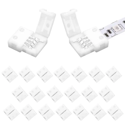 Afbeelding van VIPMOON 20 stuks 4 polige ledstripverbinders, RGB connectoren 8 mm LED strips snelkoppeling, voor breed SMD 3528 lichtstrips