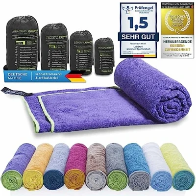Afbeelding van Originele microvezel rugzak sporthanddoek voor dames en heren reishanddoek extreem sneldrogende sport strand badhanddoek absorberend, licht antibacterieel verschillende maten (200x100cm, Paars)