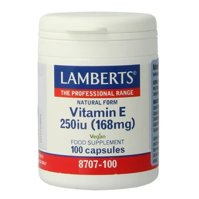 Afbeelding van Lamberts Vitamine E 250ie Natuurlijk, 100 Veg. capsules