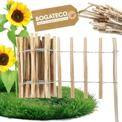 Afbeelding van BOGATECO hazelnoot rolhek van ge_mpregneerd natuurlijk hout 50 cm hoog en 500 lang Lattenafstand 4 5