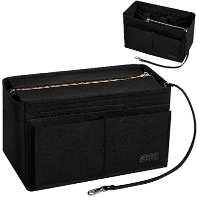 Afbeelding van Ropch Handtas organizer, vilten tas organizer voor dameshandtas, met afneembare afdekking ritssluiting, zwart M
