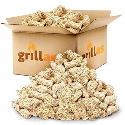 Afbeelding van Grillas Aanmaakblokjes aanmaakkrullen aanmaakwokkels houtwol voor openhaard en barbecue 2.5kg