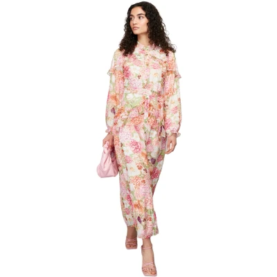 Afbeelding van Trendyol Lila Bloemenjurk Van Geweven Chiffon Met Ruches En Tctss24Eb00003