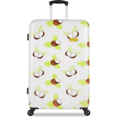 Afbeelding van BHPPY Reiskoffer met print Grote ruimbagage koffer cijferslot 4 wielen Grijs (76 cm)