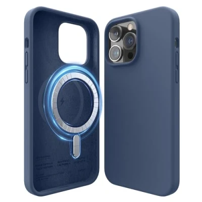 Afbeelding van elago Magnetische Silicone Hoesje Compatibel met iPhone 14 Pro Max Case (6.7&quot;), MagSafe Alle Toebehoren, Ingebouwde Magneten, Premie Vloeibaar Silicone, Beschermende Cover (Blauw)