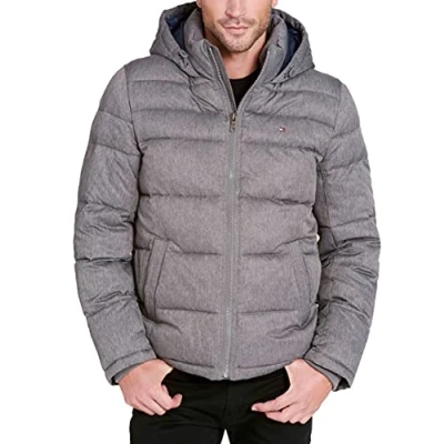 Afbeelding van Tommy Hilfiger Pufferjas met capuchon voor heren, Hei Grijs, XXL