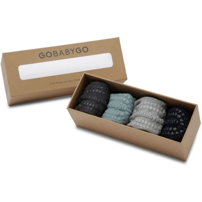 Afbeelding van GoBabyGo Combo Box bamboe antislip sokjes / Dusty Blue, Dark Grey Melange, Melange 2 3Y 23 26