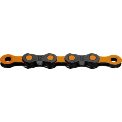 Afbeelding van fietsketting, KMC DLC12 WAXED, 1/2&quot; x 11/128&quot;, 126 schakels, 12 voudig, licht, zwart oranje