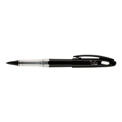Afbeelding van Pentel TRJ94A A Tradio Black and White Edition Pennen met flexibele kunststof veerpunt behuizing, hoogglans, zwart