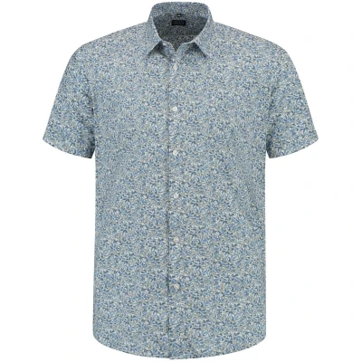 Afbeelding van Gents Korte mouw print blauw groen Maat M