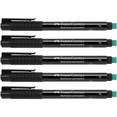 Afbeelding van Faber Castell 205018 Marker Multimark F 151399, permanent, zwart, 5 stuks