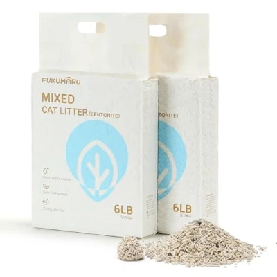 Afbeelding van FUKUMARU tofu kattenbakvulling 5,4 kg klonterende kattenbakvulling, en bentoniet stofvrij gemakkelijk te klonteren, geurcontrole (witte thee), kan het toilet naar beneden