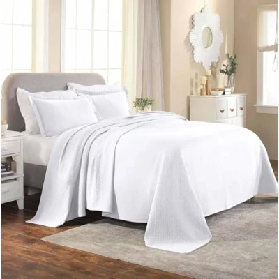 Afbeelding van Superior Sprei met Kussen Shams, Katoen, Wit, Koningin