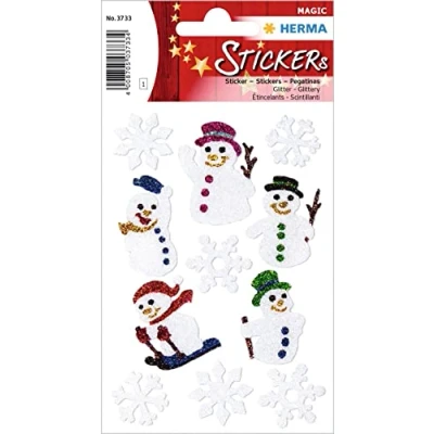 Afbeelding van 10x Herma Stickers de Mencen van sneeuw, glitter