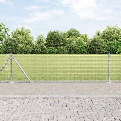 Afbeelding van vidaXL Gegalvaniseerd Draadhek met 13 Flenspalen 0.6x100 m Staal