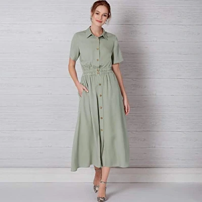 Afbeelding van New Look Naaipatroon N6651 Misses&#039; jurk met knopen aan de voorkant en elastische taille, papier, divers, A (10 12 14 16 18 20 22), UN6651A