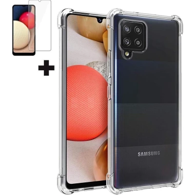 Afbeelding van Samsung Galaxy A42 Hoesje + Screenprotector Clear Soft Case Siliconen Back Cover Shock Proof TPU Transparant