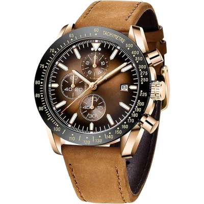 Afbeelding van Tyme Florence Heren Horloge 45mm Bruin/Bruin Horloges voor Mannen Polshorloge met Cadeauverpakking