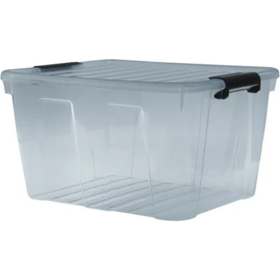 Afbeelding van Kunststof bak met vast deksel Home Box Plast Team 30L transparant