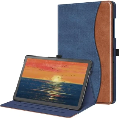 Afbeelding van Fintie Hoes voor Samsung Galaxy Tab A9 Plus 11 inch 2023, Multi Angle Folio Beschermhoes Documentenvak en Auto Sleep/Wake functie Tablet A9+ SM X210/X216/X218, blauw/bruin