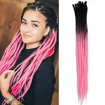 Afbeelding van Dunne 0,6 cm Synthetische Dreadlock Extensies Handgemaakt 24 Inch 20 Strengen Crochet Haar Lange Vlechten Hip Hop Stijl Zachte Dreads Haarextensies