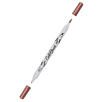 Afbeelding van Online Calli.Brush, Double Tip Pen met kalligrafiepunt en penseelpunt Metallic Red