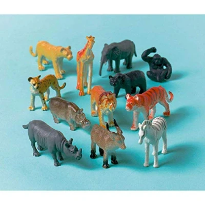 Afbeelding van Amscan INT390316 Decoratieve jungledieren, 12 stuks, plastic, cadeautje, kinderverjaardag
