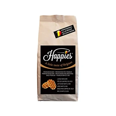 Afbeelding van Happies bakmix 2,5 Kg, kant en klare bakmix, wafelmix voor Belgische Luikse wafels (Gaufre de Liège), wafelmix, wafelbeslag, makkelijk te bereiden door enkel toevoeging van water