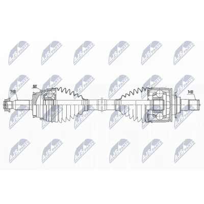 Afbeelding van NTY NPW MS 075 Aandrijfas Achteras links 804mm Automatische versnellingsbak, Handgeschakeld MITSUBISHI: Pajero IV (V80) 3.2 DI D 4WD, 3.0 4WD