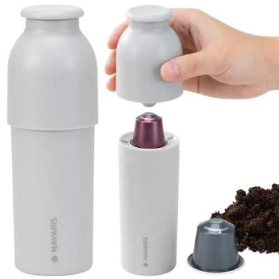 Afbeelding van Navaris koffiecups recycler Scheidt afval het aluminium van koffiedik Maak compost Recycle afvalbak Koffiecapsules leger Grijs