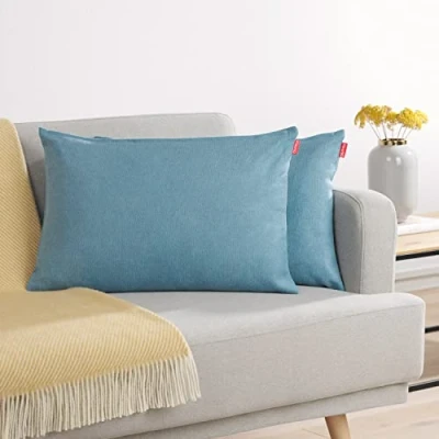 Afbeelding van Blumtal Chenille Kussenslopen Set van 2 Zacht en met Blinde Rits Kussenhoes 40 x 60, Storm Blue Blauw