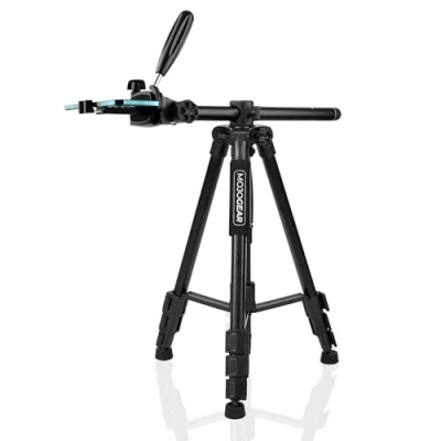Afbeelding van MOJOGEAR 167cm 3 in 1 Statief: Driepoot, Monopod &amp; Horizontale Arm voor topshots met Premium Telefoonhouder en draagtas Smartphone/telefoon tripod Groot statief telefoon camera Zwart