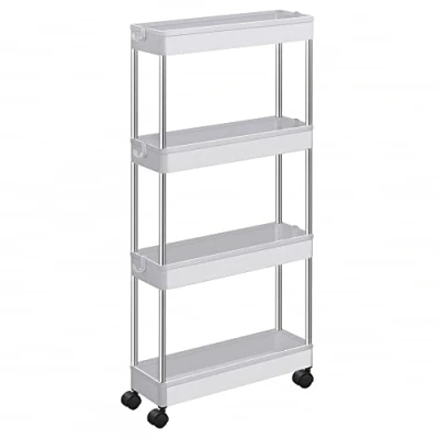 Afbeelding van Trolley op wieltjes 4 laags Wit &amp; Zilver Goed Om Te Weten ActievandeDag Beste deals Dagdeal Dagaanbieding