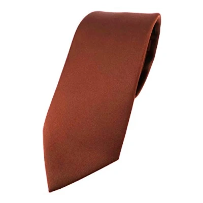 Afbeelding van TigerTie Herenstropdas, klassieke satijnen stropdas van 8 cm in effen design, ideaal voor zakelijke afspraken, feestelijke gelegenheden en vrije tijd, bruin, rood, bruinrood, Krawattengröße: ca. Länge