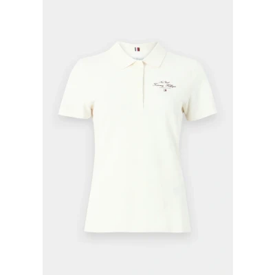 Afbeelding van Tommy Hilfiger SLIM Script Graphic POLO Poloshirt, Dames, Maat: XL, Ivory petal