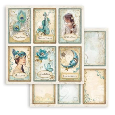 Afbeelding van Stamperia Scrapbook Sheets for Scrapbooks, Albums, Card Making, Bullet Journals and More, Acid Free, Double Sided, Perfect Crafts Gifting (Masquerade, 6 Cards) (30.5 x 30.5cm)